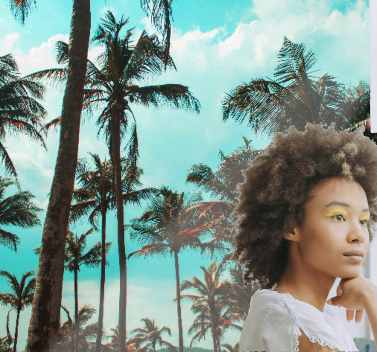 Mural para salón Hermosas palmeras paisaje tranquilo - TenVinilo