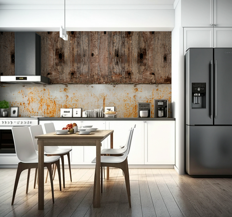 Mural de texturas metal y madera picada - TenVinilo