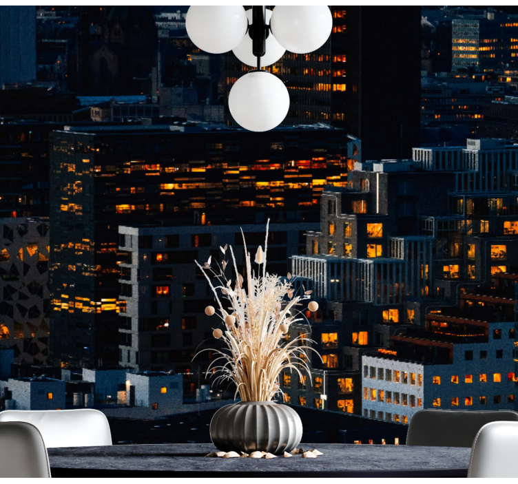 Fotomural ciudad Edificios modernos de oslo en la noche - TenVinilo