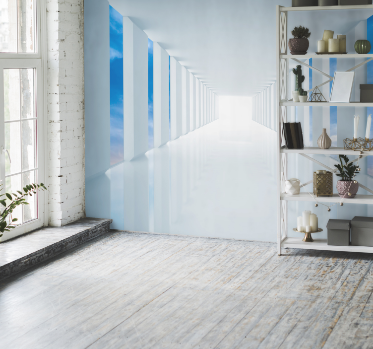 Fotomural 3D corredor de ilusión óptica - TenVinilo