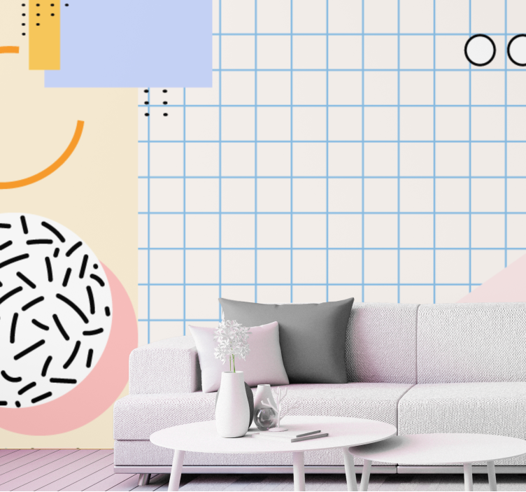 Mural abstracto configuración de formas geométricas - TenVinilo