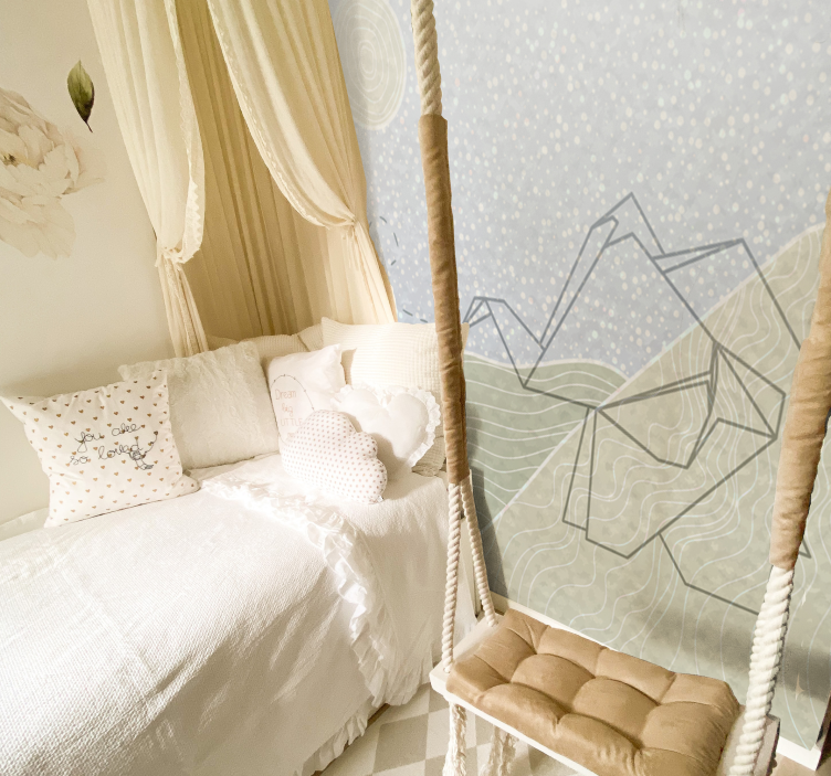 Mural infantil diseño de elefantes japoneses - TenVinilo