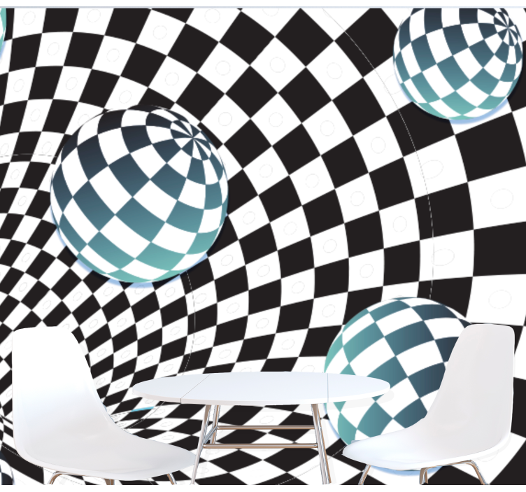 Mural abstracto patrón de esferas ilusorias - TenVinilo