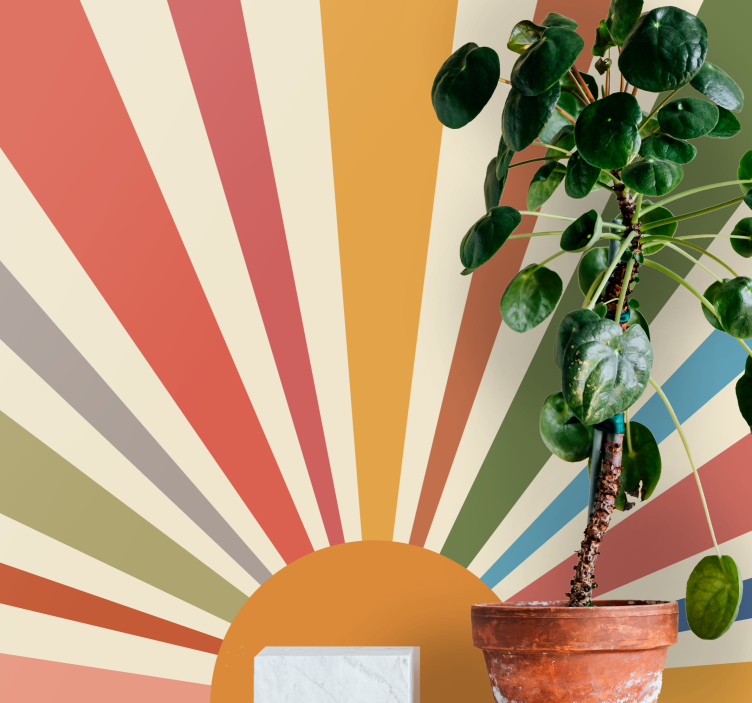 Mural abstracto patrón rayos del amanecer - TenVinilo