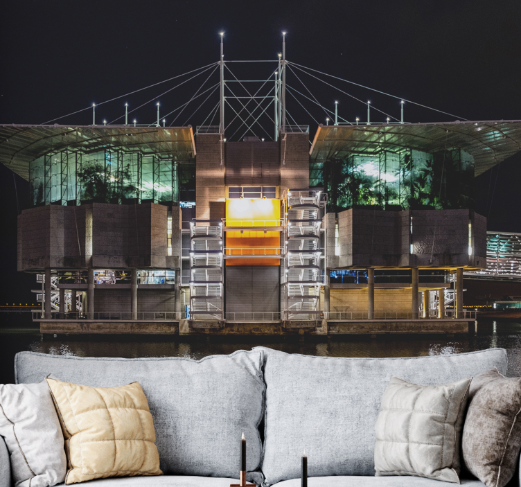 Mural ciudad arquitectura urbana futurista - TenVinilo