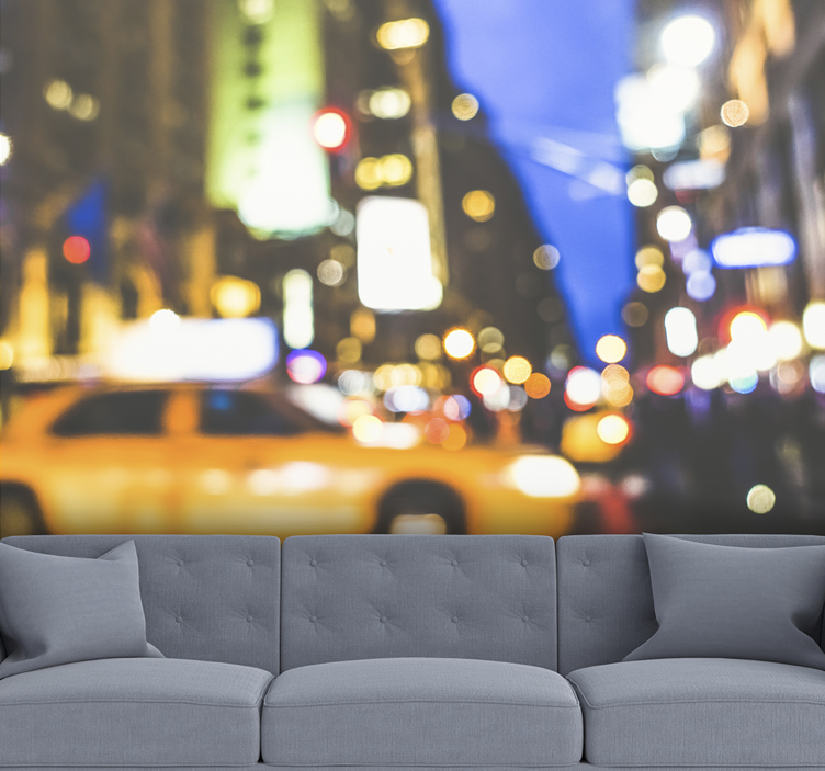 Mural ciudad noche urbana ocupada - TenVinilo