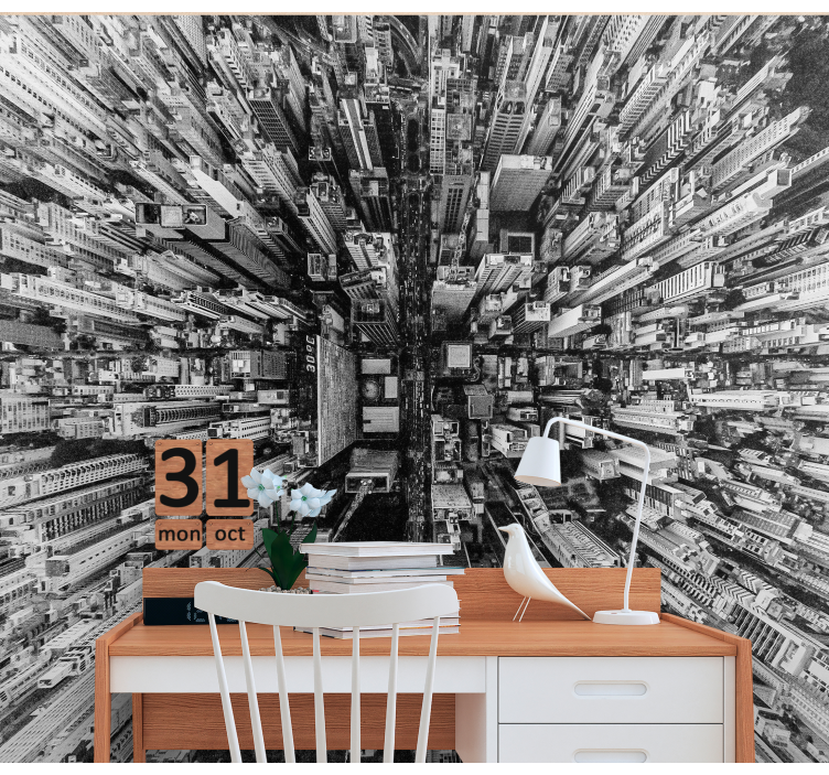 Mural ciudad paisaje urbano aéreo - TenVinilo