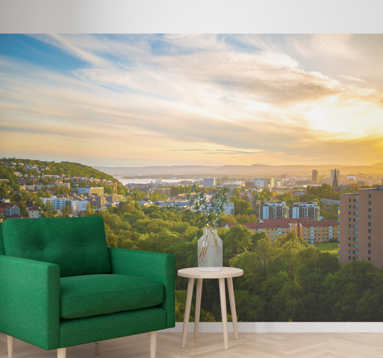 Mural ciudad vista del paisaje urbano - TenVinilo