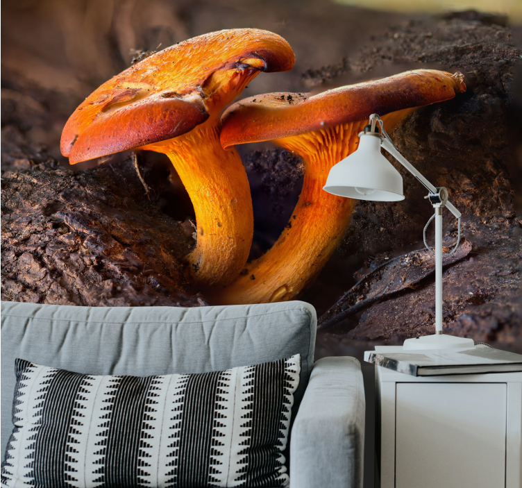 Mural de bosque escena natural de setas - TenVinilo