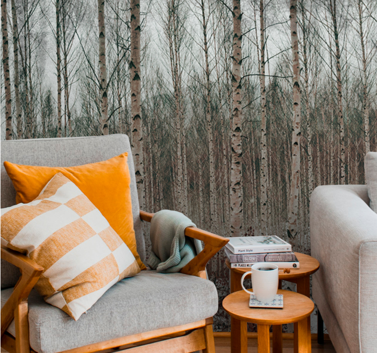 Mural de bosque paisaje de abetos - TenVinilo