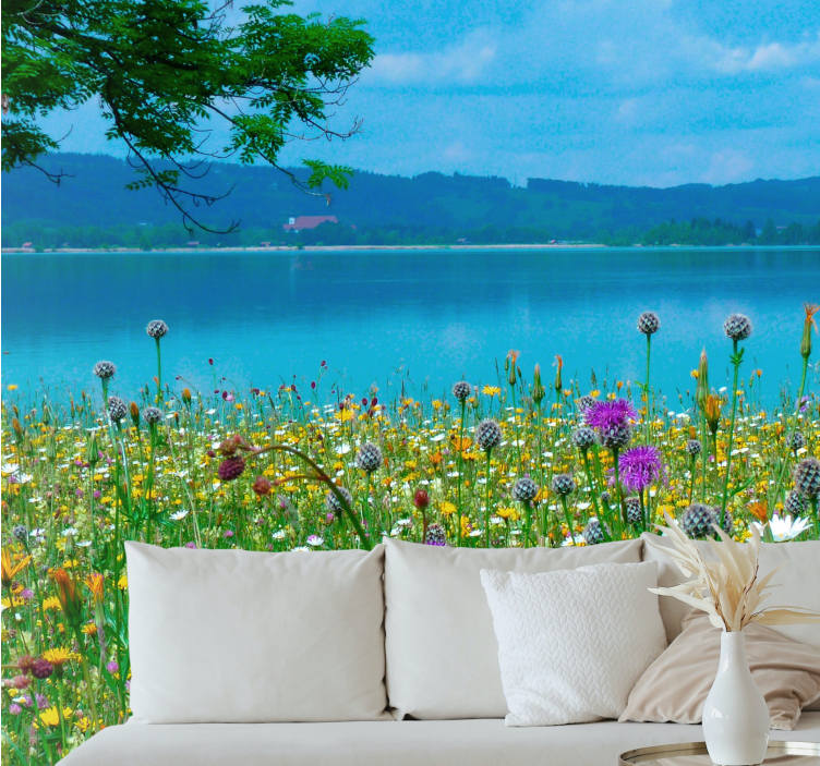 Mural de flores flora del prado exuberante - TenVinilo