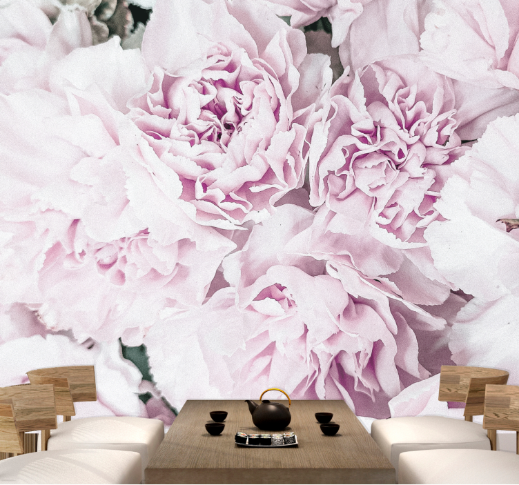 Mural de flores flores en rosa suave - TenVinilo