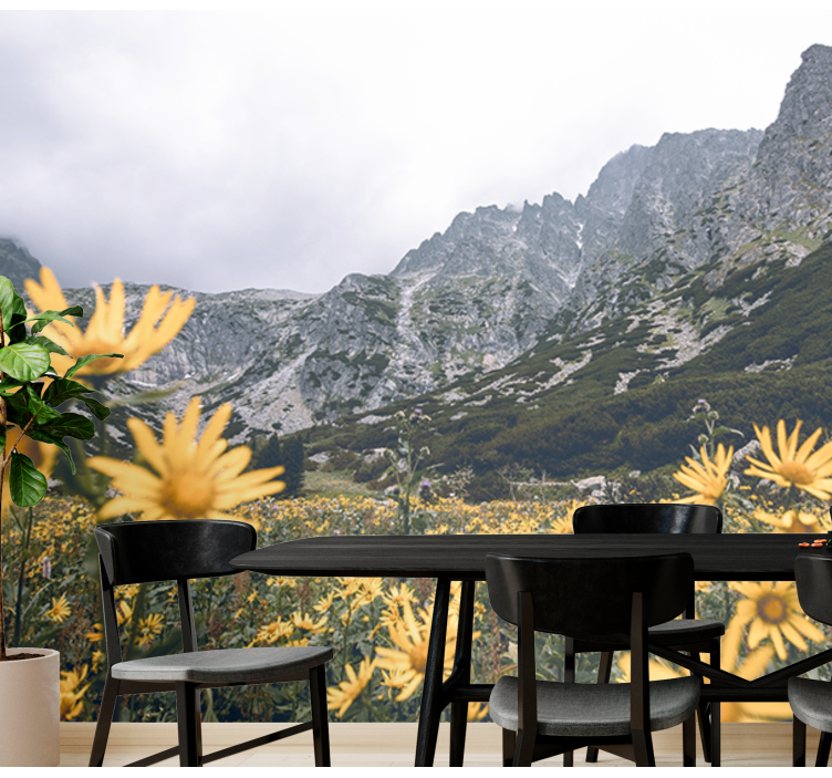 Mural de flores pradera de flores amarillas - TenVinilo