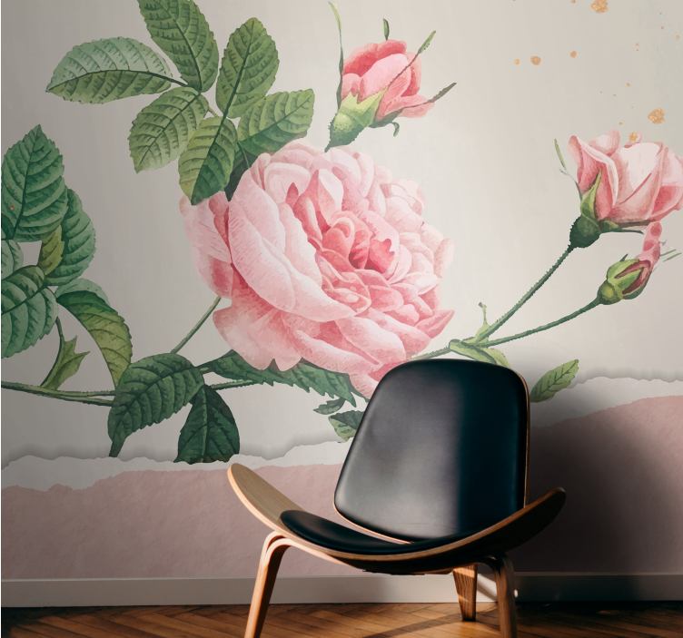 Mural de flores ramo de rosas rosas - TenVinilo