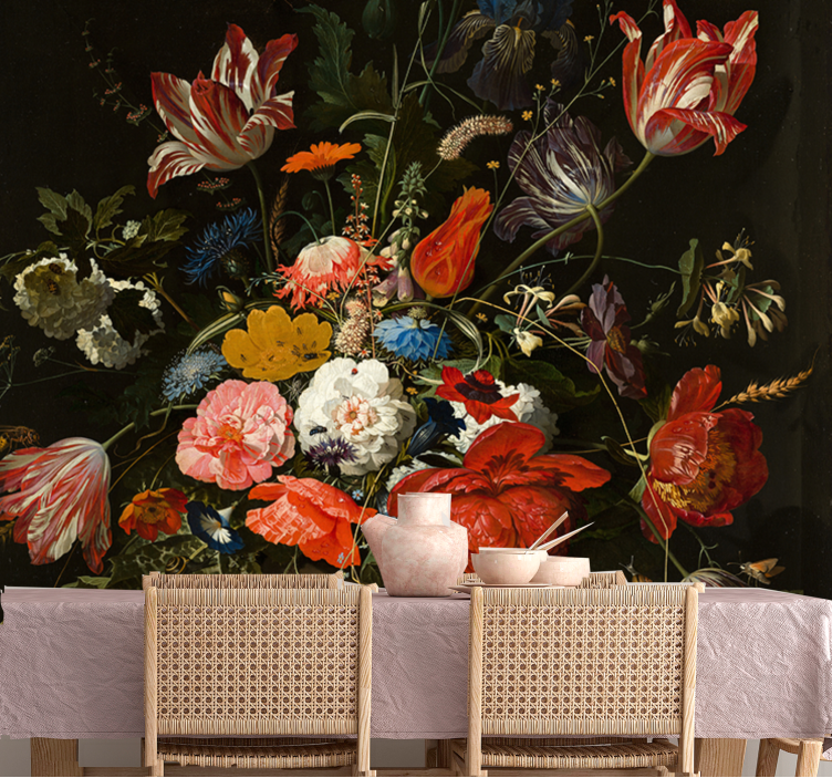 Mural de flores ramo floral vibrante - TenVinilo