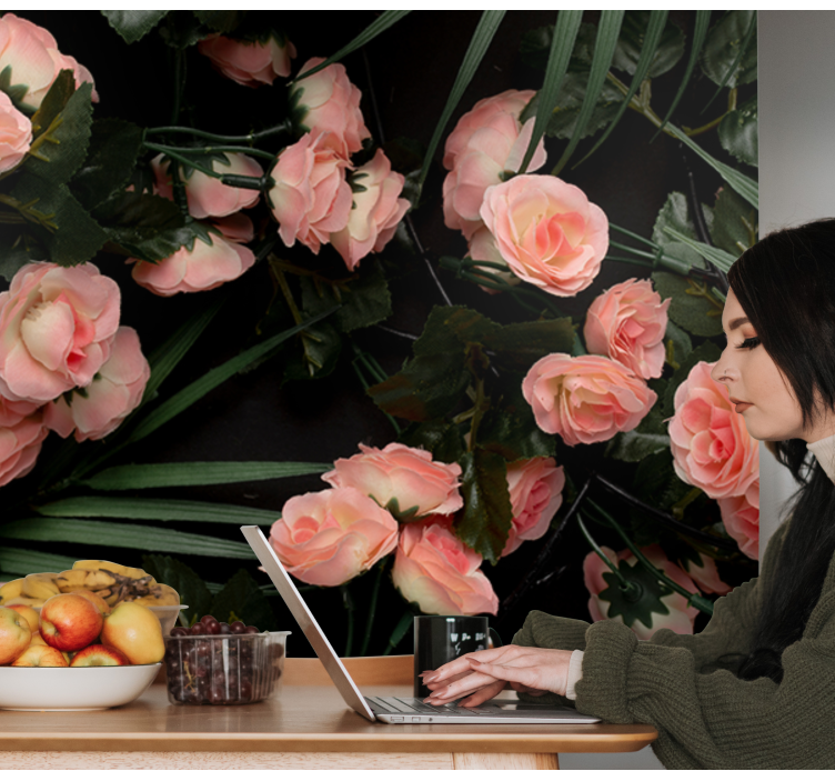 Mural de flores rosas suaves de color rosa - TenVinilo