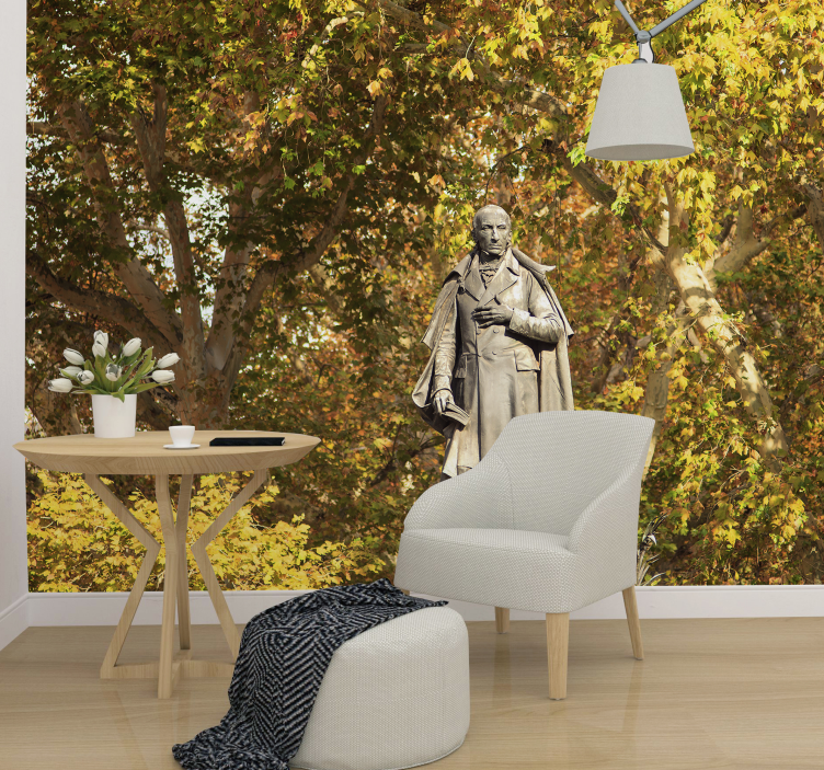 Mural de gente estatua entre el follaje - TenVinilo