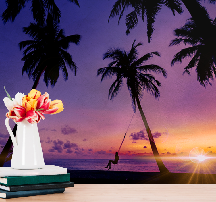 Fotomural mar Puesta de sol en la playa colores estéticos - TenVinilo