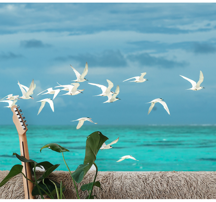 Mural de naturaleza aves voladoras escénicas - TenVinilo