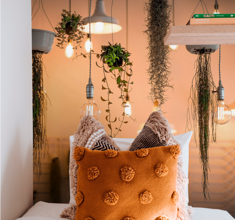 Mural de naturaleza con acentos de vegetación colgante - TenVinilo