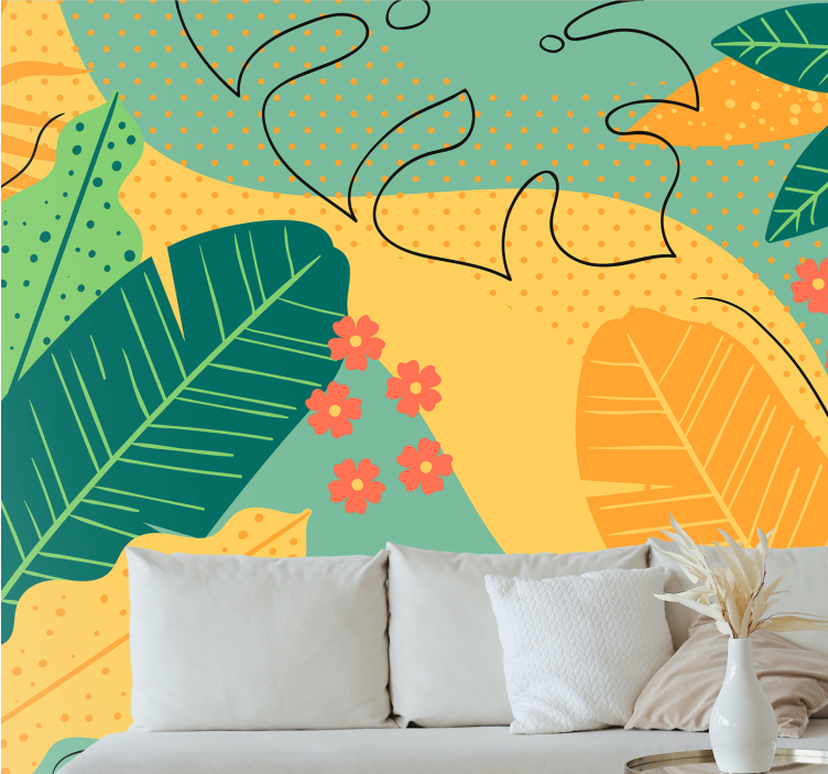 Mural de naturaleza decoración de hojas tropicales - TenVinilo