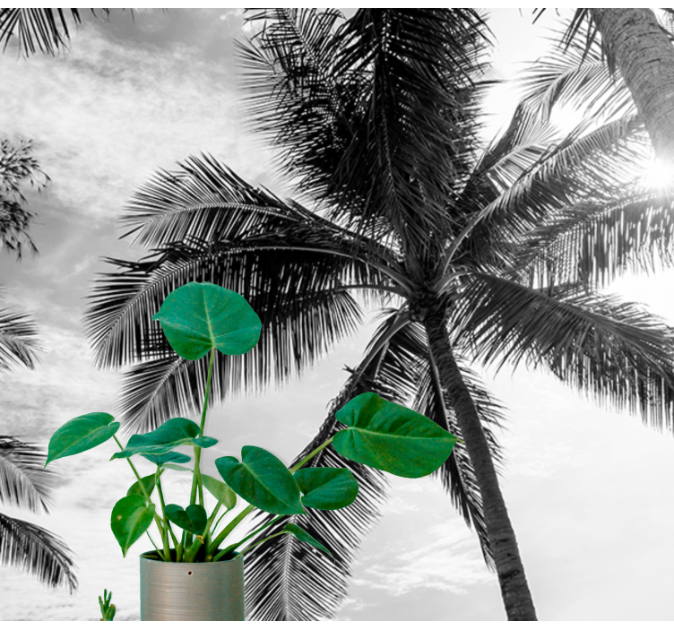 Mural de mar escena de palmeras tropicales - TenVinilo