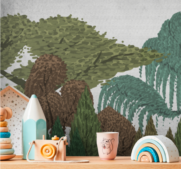 Mural de naturaleza escenario de follaje vivo - TenVinilo