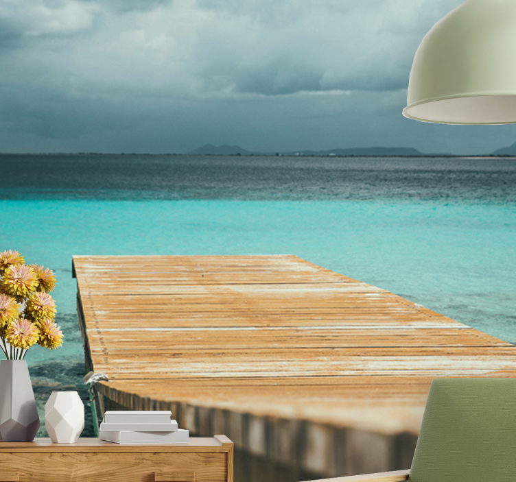 Mural de naturaleza muelle costero sereno - TenVinilo