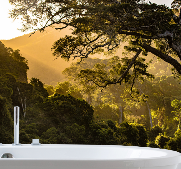 Mural de naturaleza paisaje boscoso verdeante - TenVinilo