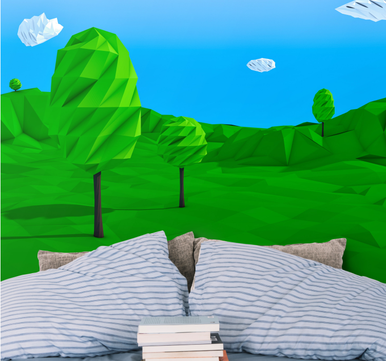 Mural de naturaleza paisaje geométrico verde - TenVinilo