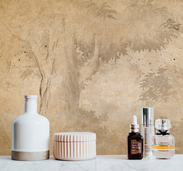 Mural de naturaleza silueta de árbol fondo - TenVinilo