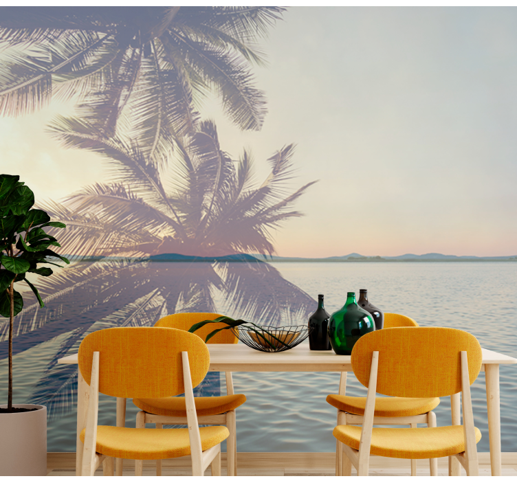 Mural de naturaleza silueta de palma sereno - TenVinilo