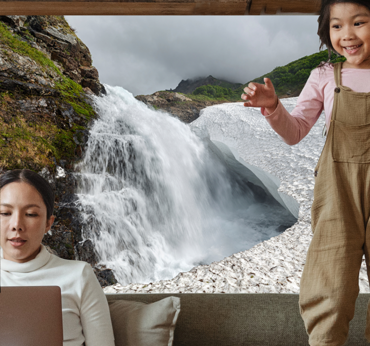 Mural de naturaleza vista panorámica de cascada - TenVinilo