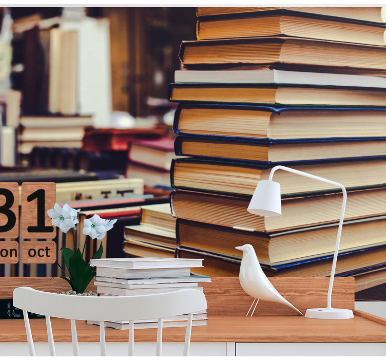 Mural de paisajes colección de literatura apilada - TenVinilo