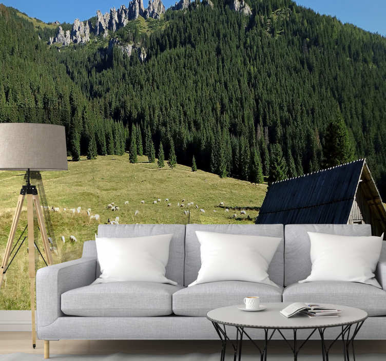 Mural de paisajes escena de vegetación montañosa - TenVinilo