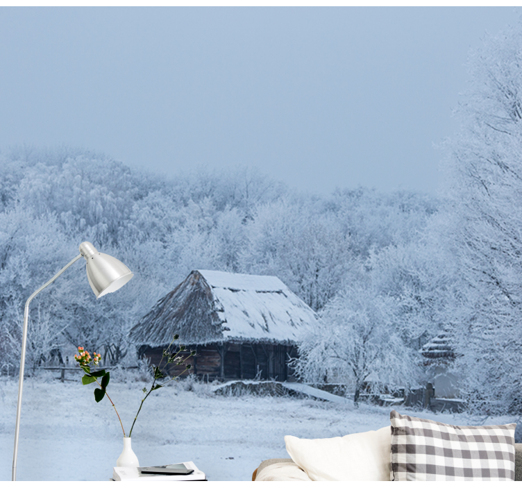 Mural de paisajes paisaje invernal nevado - TenVinilo