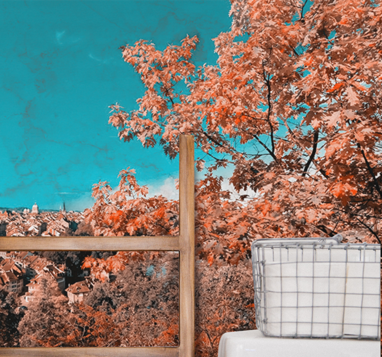 Mural de paisajes paisaje vibrante de otoño - TenVinilo