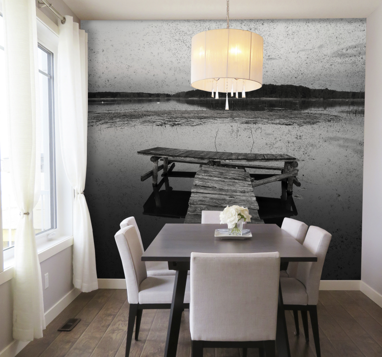 Mural de paisajes reflejos en el muelle escénico - TenVinilo