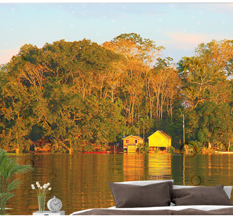 Mural de paisajes reflexión serena del paisaje acuático - TenVinilo