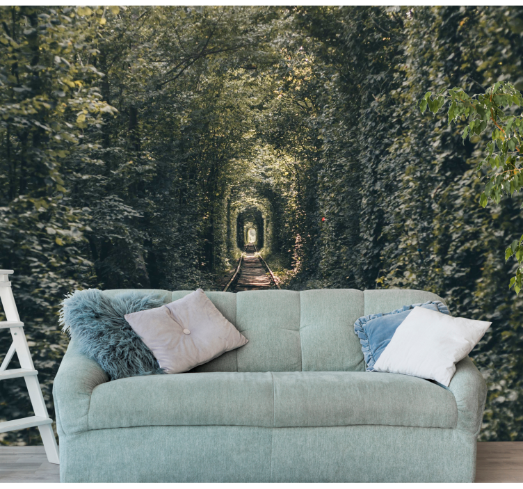 Mural de paisajes sendero del túnel forestal - TenVinilo