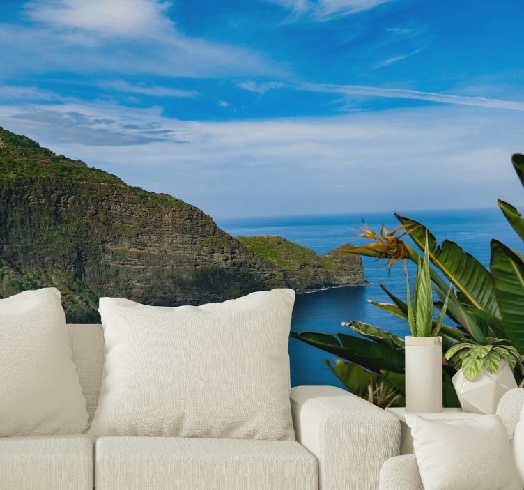 Mural de paisajes vista de montaña junto al mar - TenVinilo