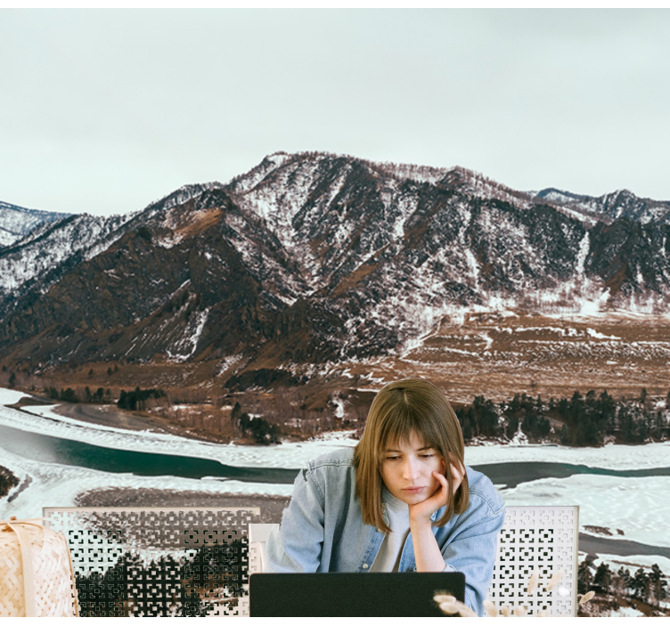 Mural de paisajes vista del río en la montaña - TenVinilo