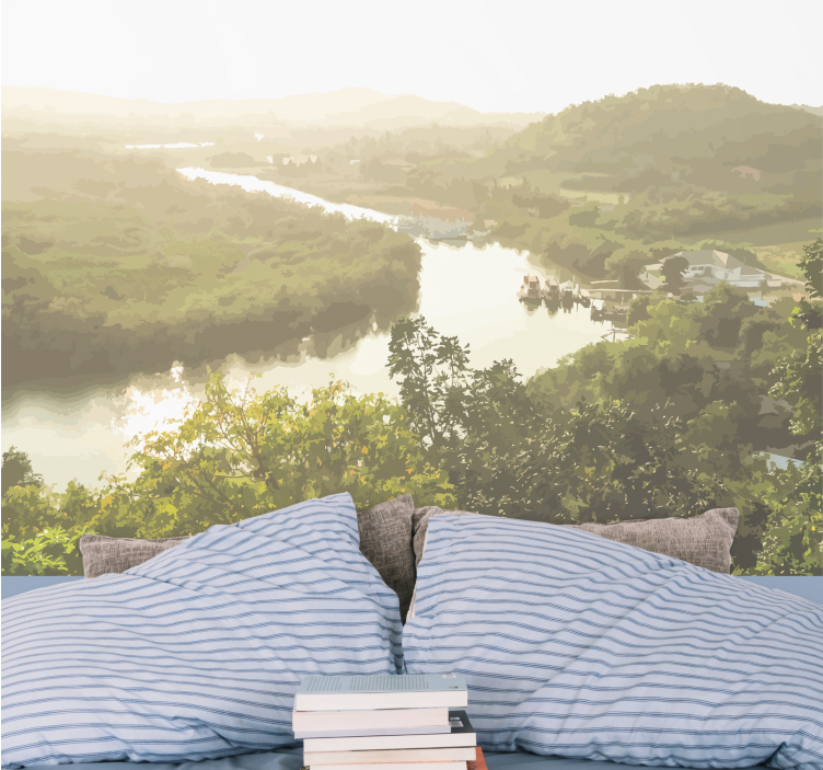 Mural de paisajes vista serena del río - TenVinilo