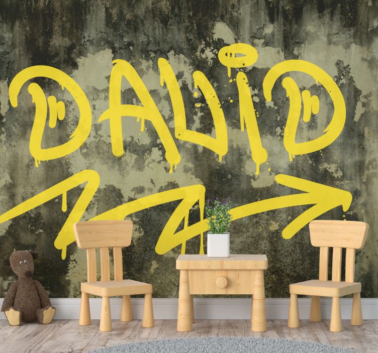 Mural graffiti arte callejero amarillo - TenVinilo