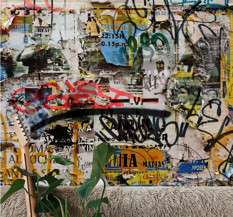 Mural graffiti collage de arte urbano - TenVinilo