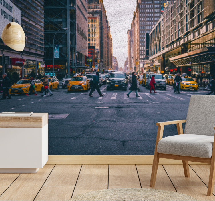 Mural new york calle nueva york ajetreada - TenVinilo