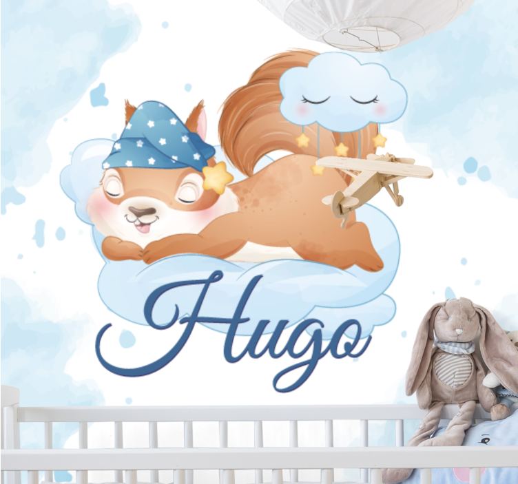 Mural para bebé sueños de la ardilla dormilona - TenVinilo
