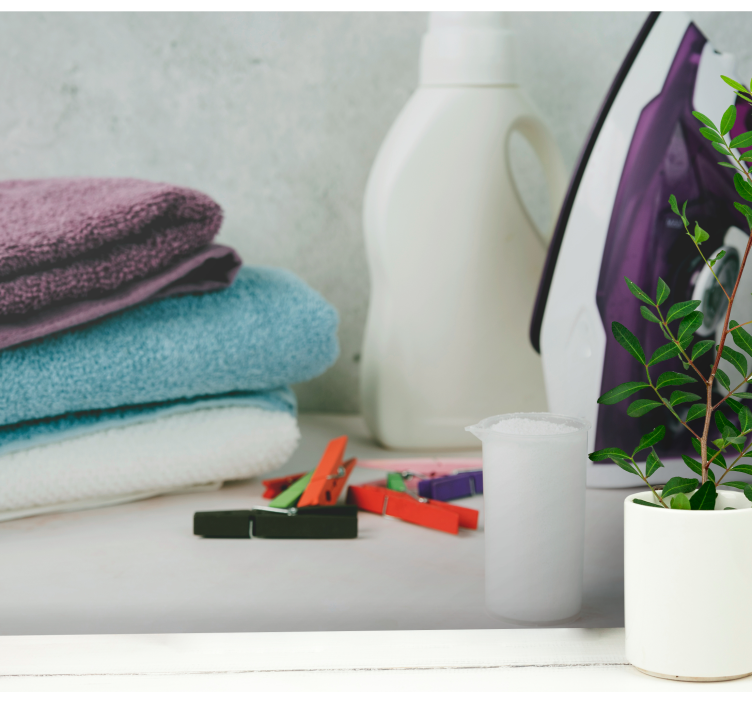 Mural para cocina elementos esenciales de lavandería - TenVinilo