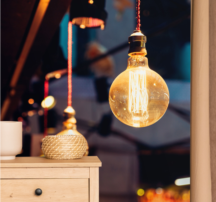 Mural para habitaciones Bombillas redondas de noche - TenVinilo