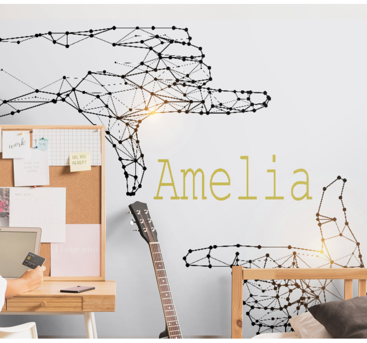 Mural personalizable gesto interactivo de la mano - TenVinilo